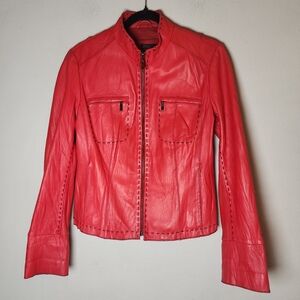 Alexander Julian Red Leather Jacket Size Small